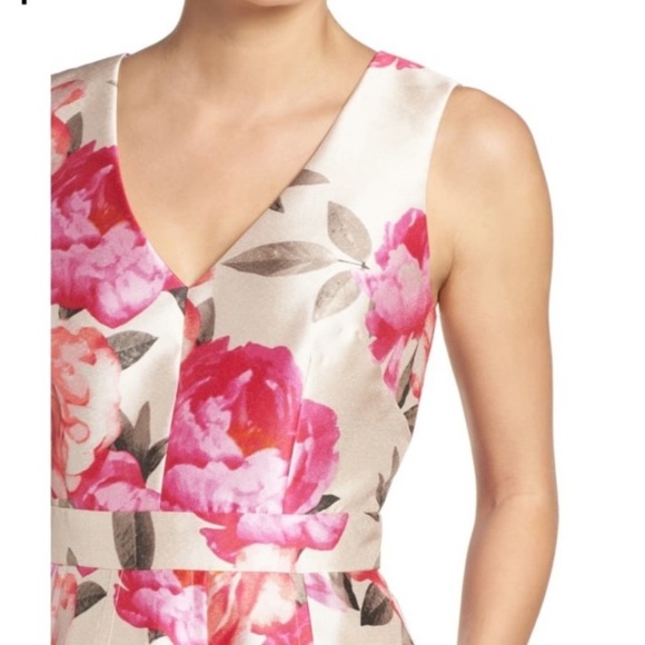 Eliza J Floral Mikado Floral Fit & Flare Dress Size 8 Rose Romantic Feminine - Picture 4 of 16